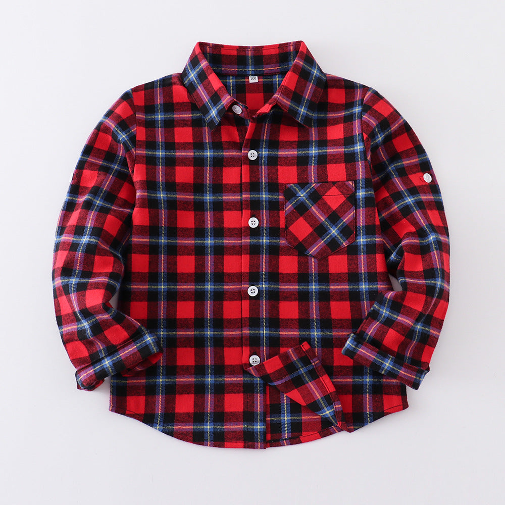 Children's Long-sleeved Plaid Korean Casual Cotton Trendy Western Children's Shirt