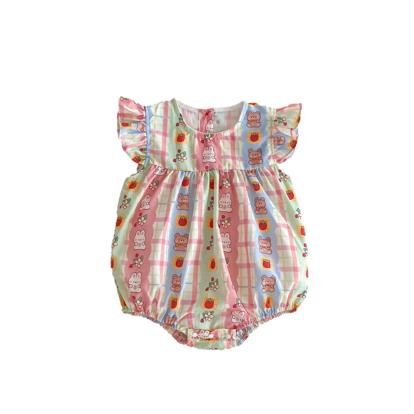 Summer Lightweight Cotton Flounced Sleeve Romper Cute Jumpsuit, Climbing Suit