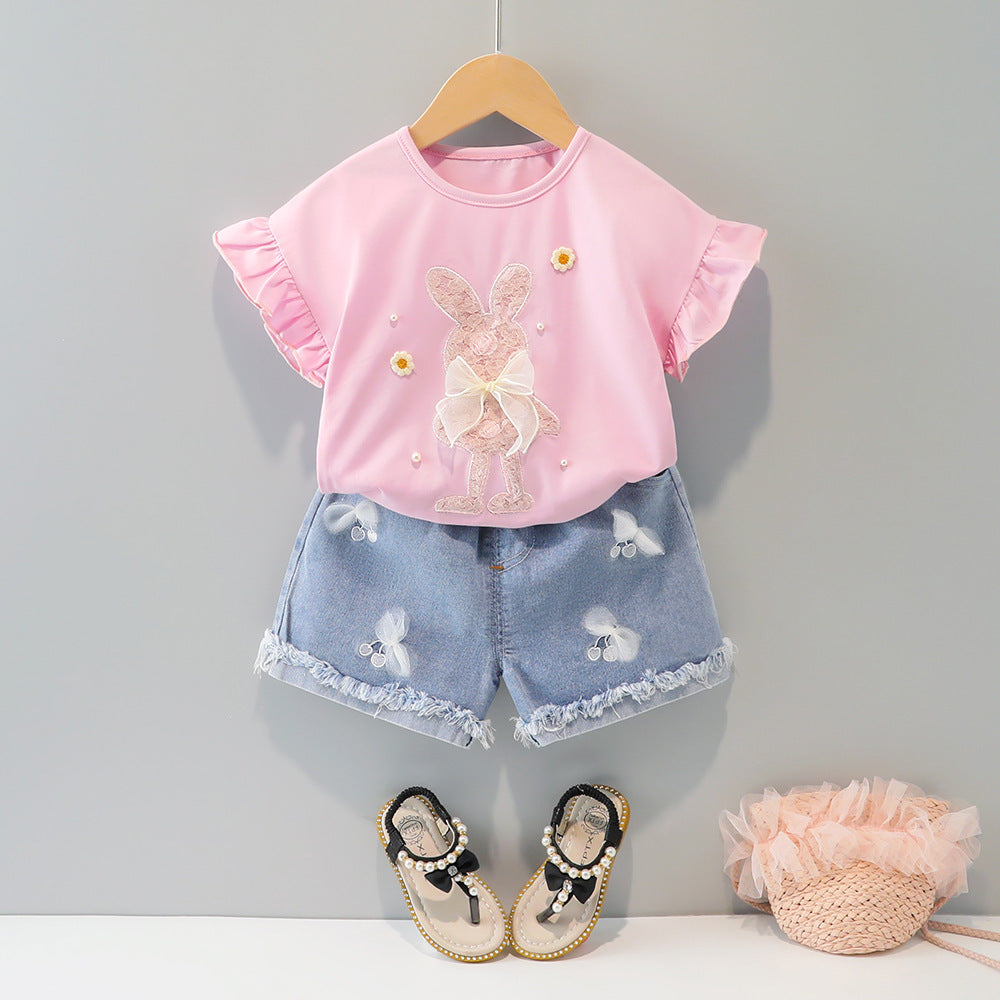Children's Summer Short Sleeve Clothing Bunny Cartoon Children's Suit