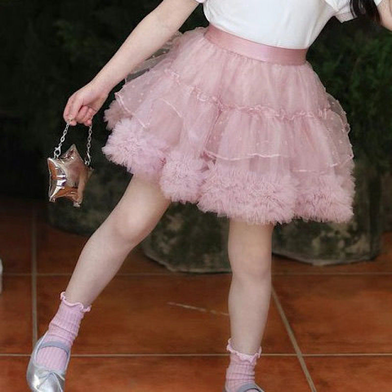 Cute Sweet Dress Mesh Bubble Skirt Princess Super Korean Style Children's Suit