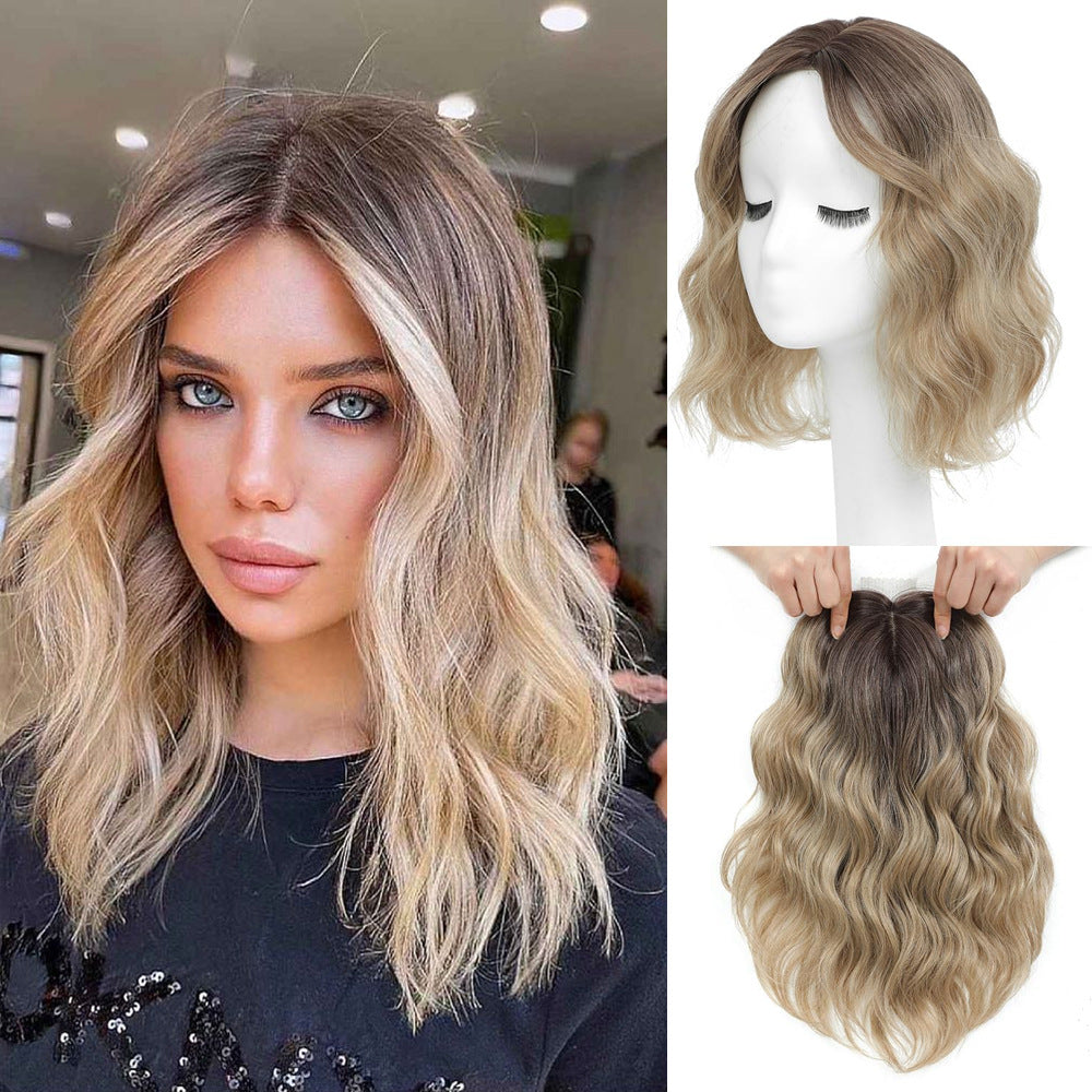 Hairpiece Lace Mid-length Female Head Scalp Chemical Wig Short Curly Hair
