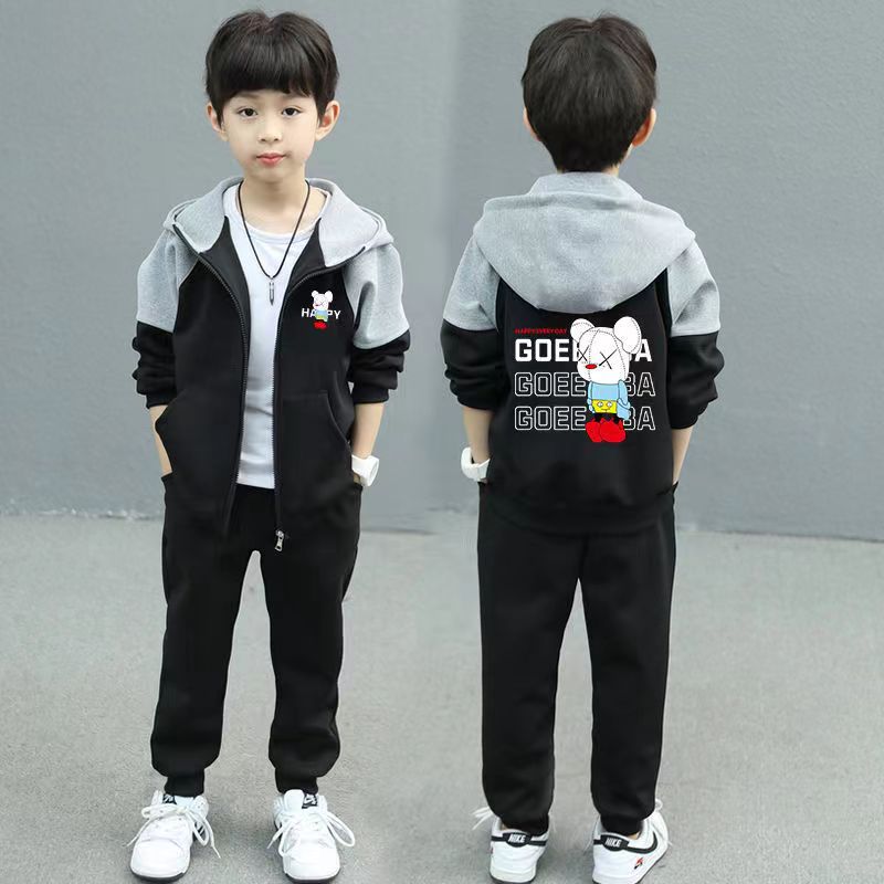 Children's Coat Middle Big Cardigan Sweater Hooded Leisure Sports Children's Suit