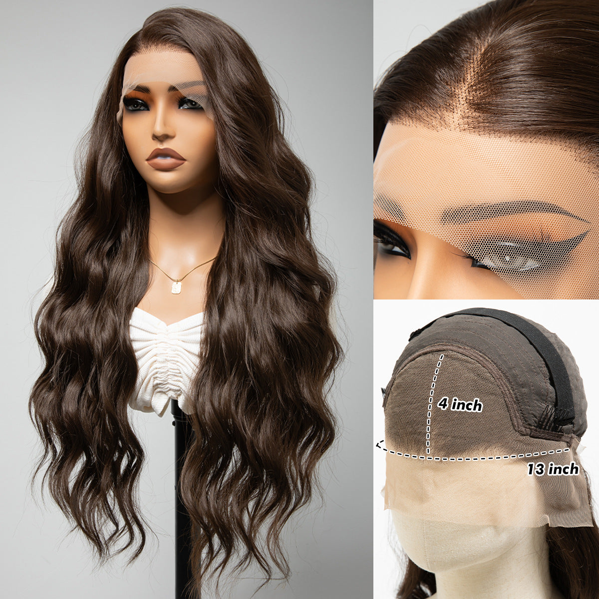 Forehead Lace Headband Hand-woven Long Curly Hair Black Other Wig