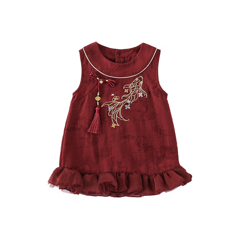 Summer Infants Sleeveless Chinese Goldfish Fashionable Children's Dress