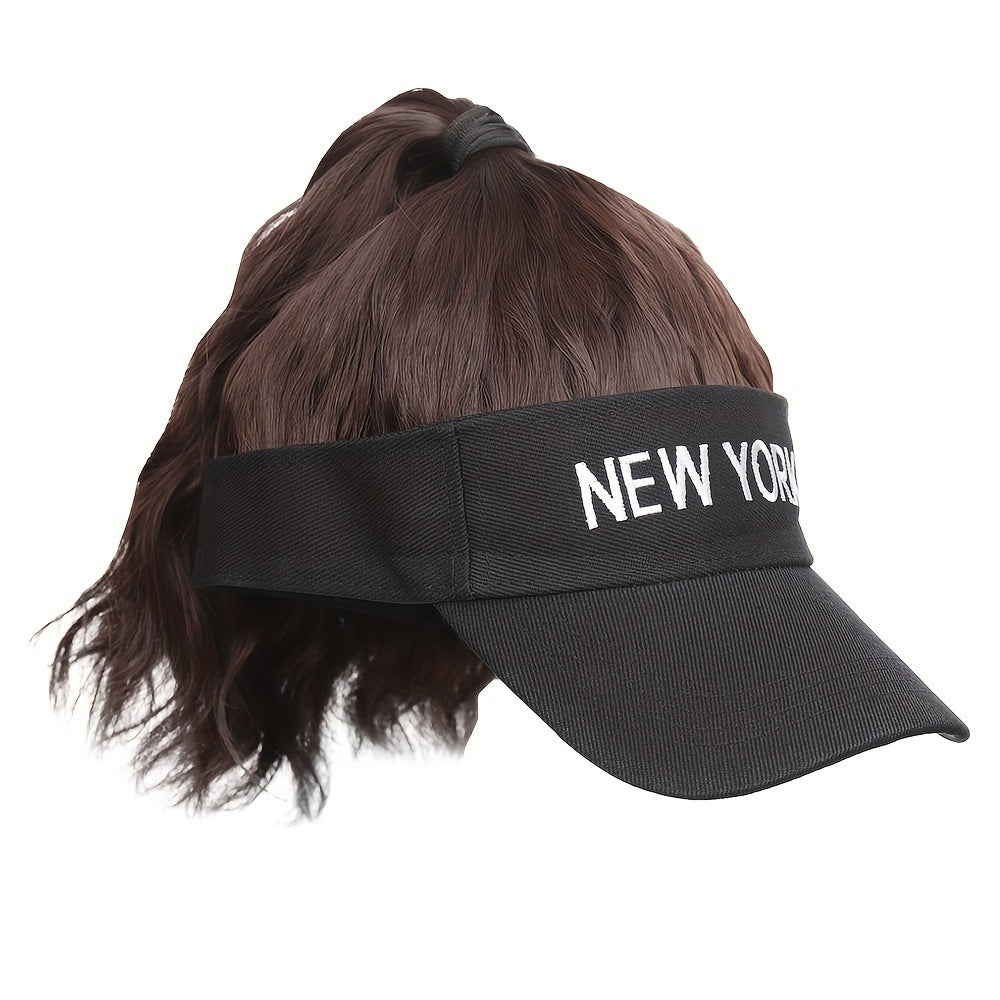 Hat Female Summer Sun Fashion Air Top Half Tie Wig Short Curly Hair