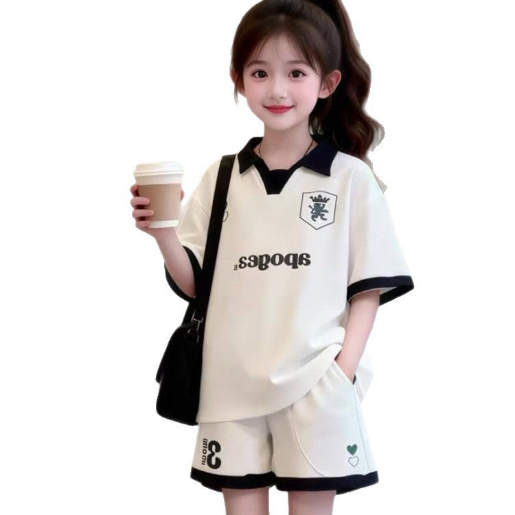 Children's Sports Preppy Style Summer Short-sleeved Shorts Wear Children's Suit