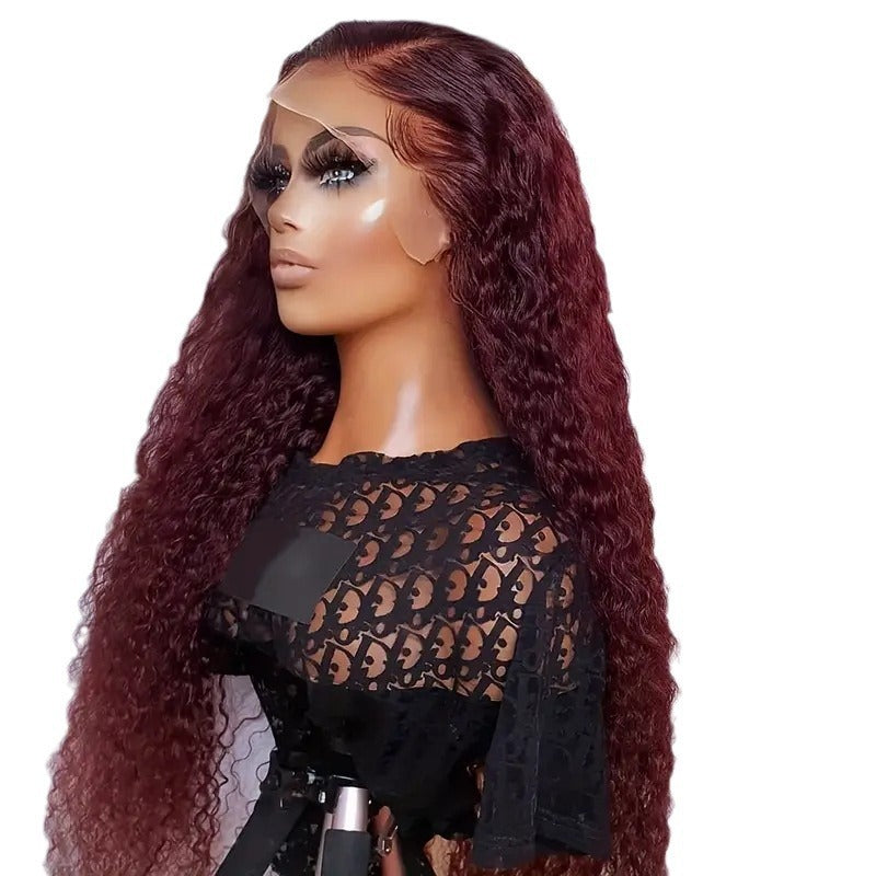Red Front Lace Small Volume Wound Wig Long Curls