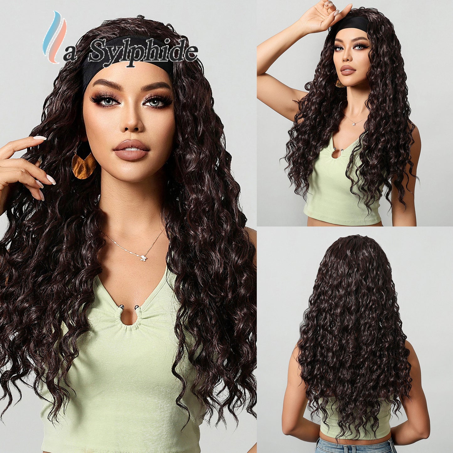 African Hair Band Small Volume Wound Tube Afro Curly Head Wig Long Curls