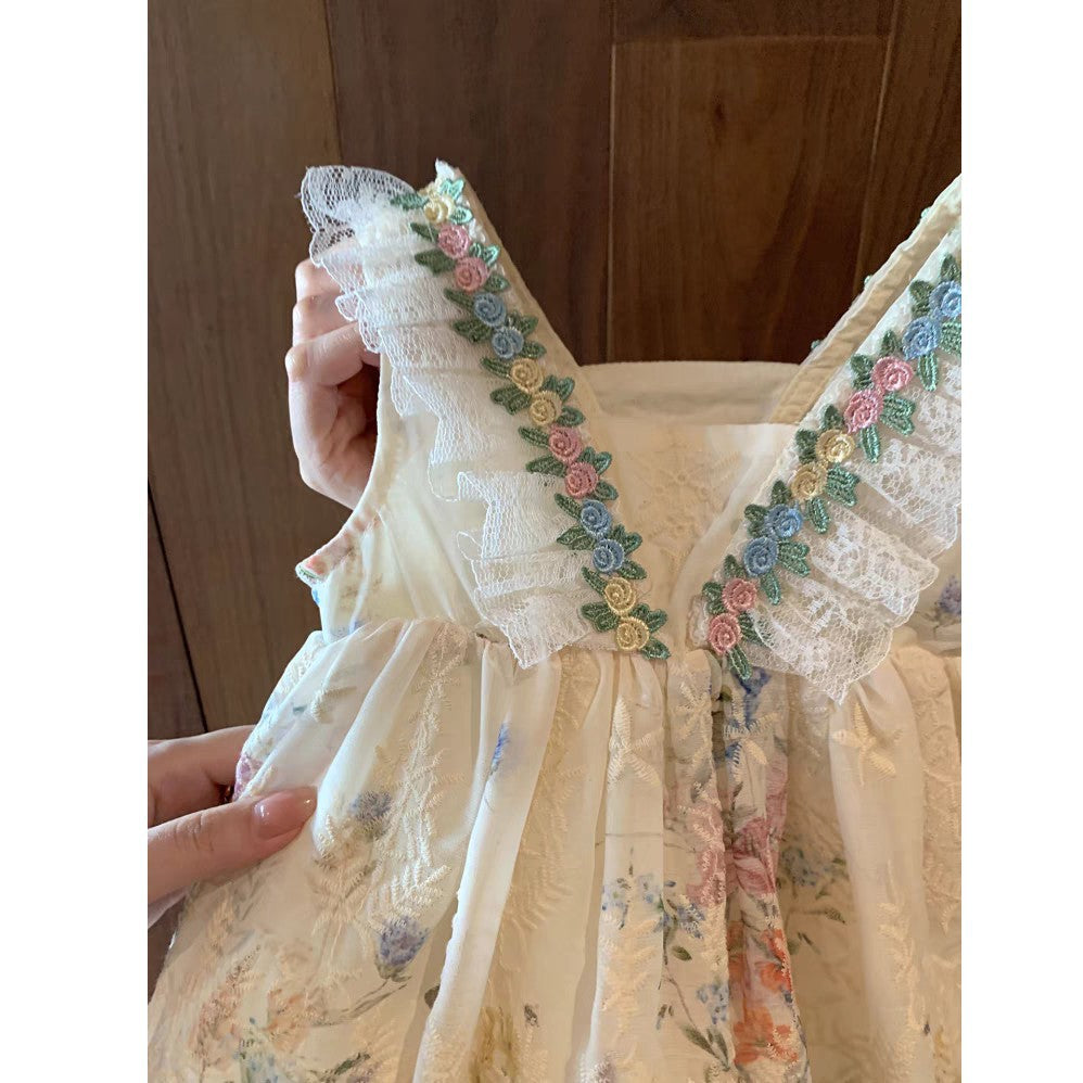 Summer French Style Floral Slip Little Island Vacation Children's Dress