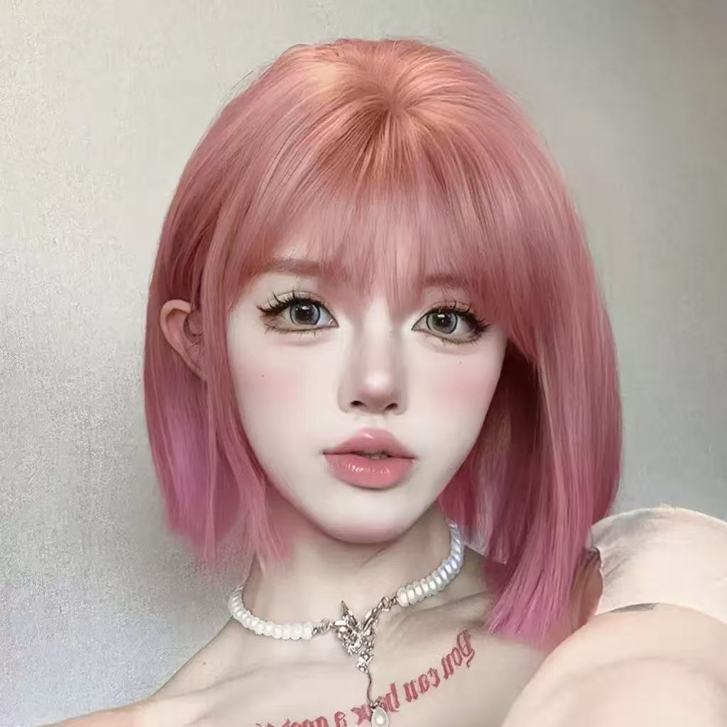Casual Graceful Glamorous Air Bangs Temperament Wig Short Straight Hair