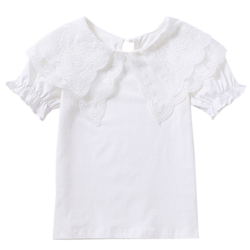 Children's Shirt Cotton Thin Short-sleeved White Doll Children's T-shirt