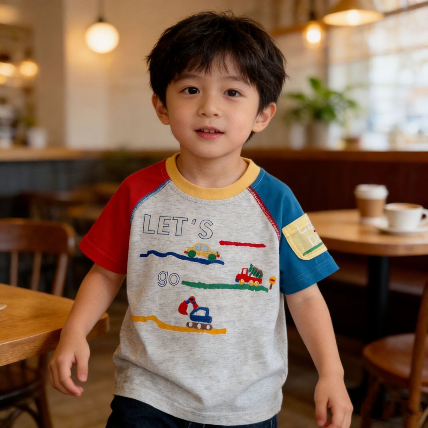 Children's Summer Short-sleeved Cartoon Printed Stitching Short Children's T-shirt