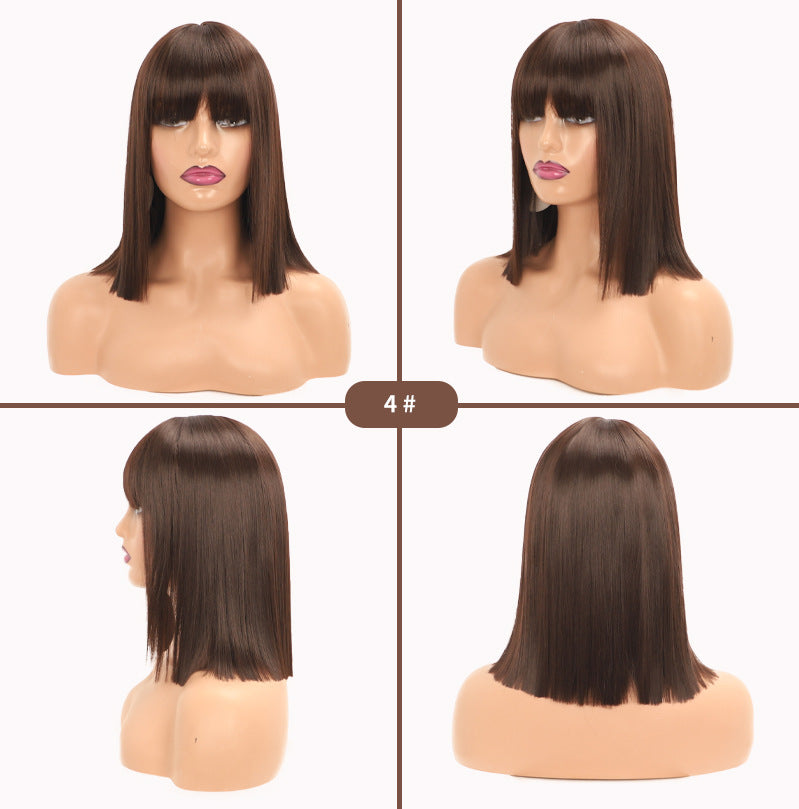 Collarbone Length Haircut Head Chemical Fiber Wig Short Straight Hair