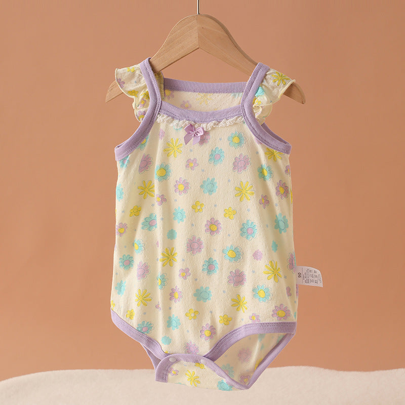 Summer Thin Rompers Sleeveless Triangle Cotton Breathable One-piece Jumpsuit, Climbing Suit