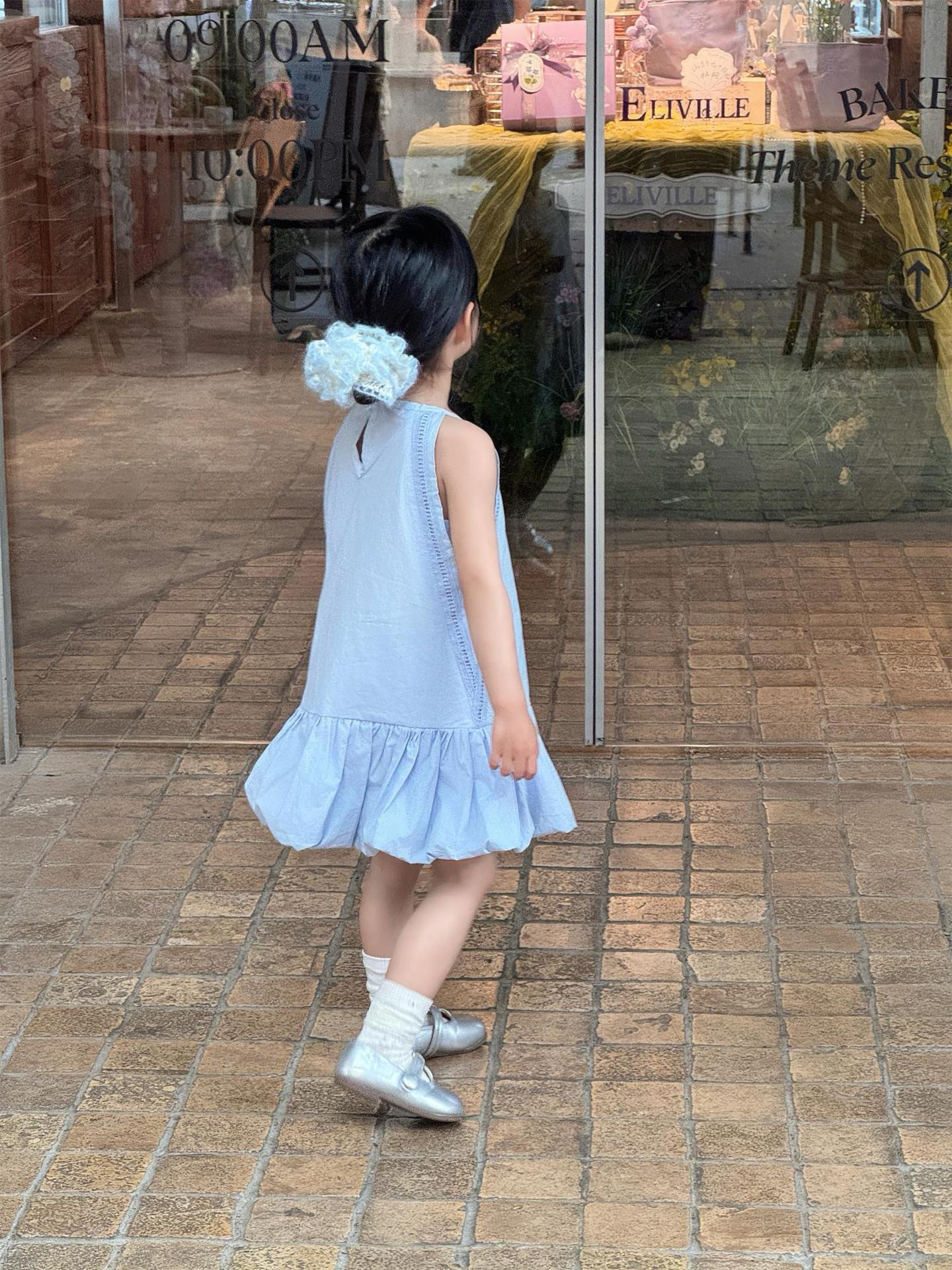 Flower Cotton Vest Flounced Skirt Sleeveless Children's Dress