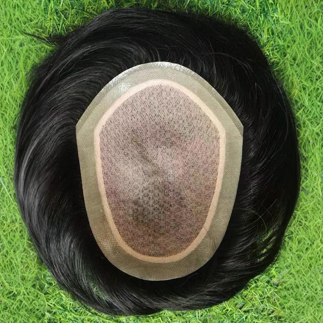 Men's Supplementing Piece Delivery Needle Full Human Hand-woven Head Additional Volume Men's Wig