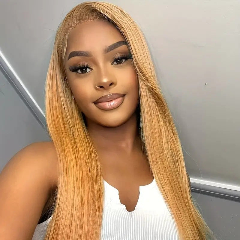 Fashion Mid-length Front Lace Orange Hair Synthetic Long Straight Wig
