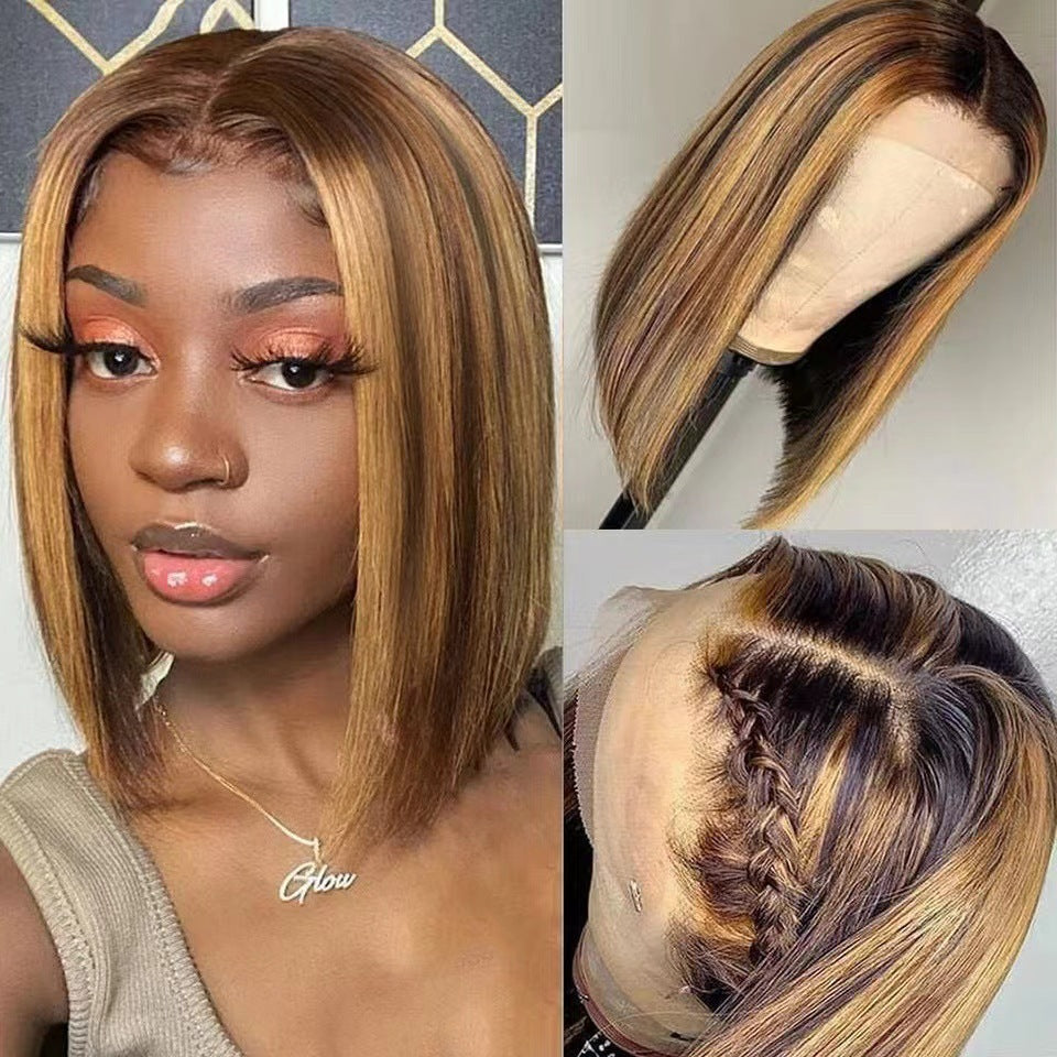Black Red Pink Bangs Anime Nightclub Wig Short Straight Hair