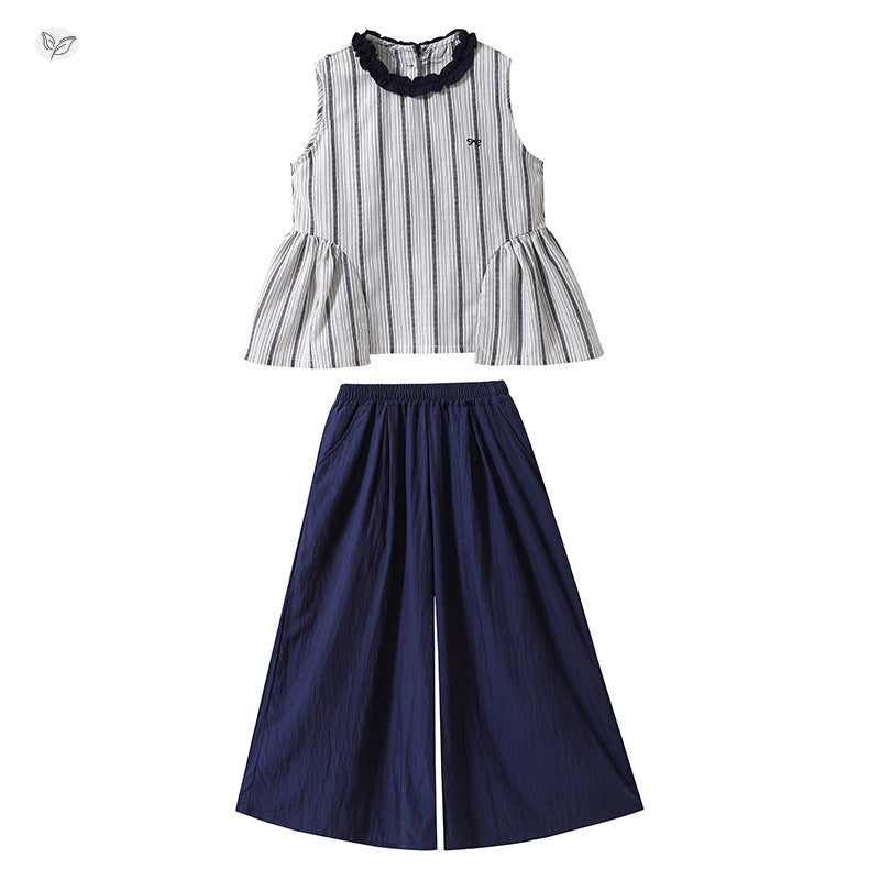 Children's Striped Doll Shirt Vest Wide Leg Children's Suit