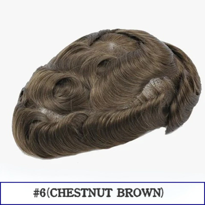 Men's Piece Full Biological Leather Realistic Natural Men's Wig