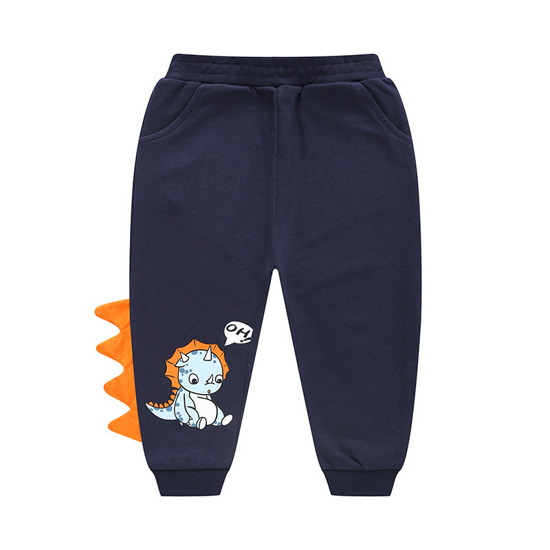 Children's Autumn Crawler Korean Style Sport Dinosaur Cartoon Casual Trousers Children's Pants