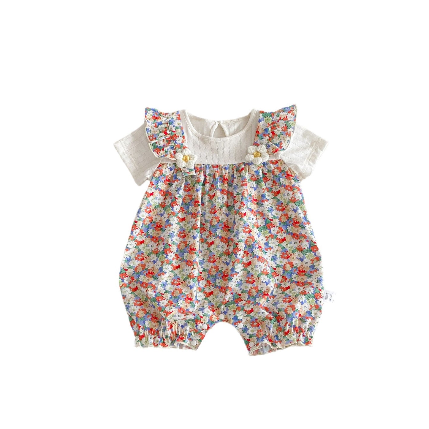 Thin Clothes Princess Floral Fake Two-piece Jumpsuit, Climbing Suit