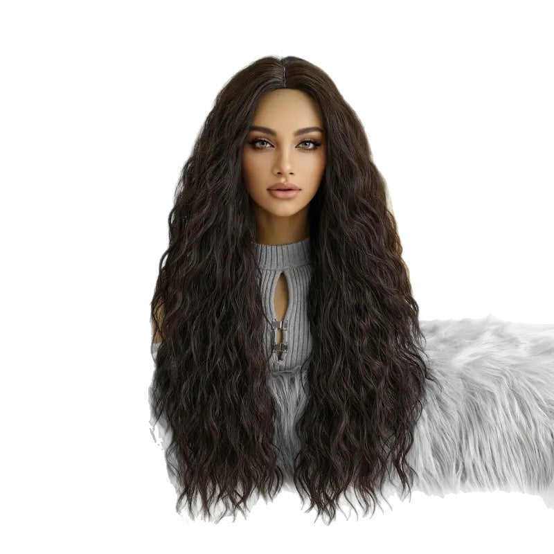 Corn Curler African Curly Stigma Black Brown Wig Long Curls