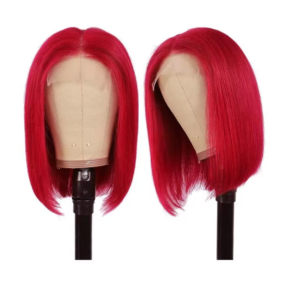 Durable Comfortable Cool Front Lace Natural Wig Short Straight Hair