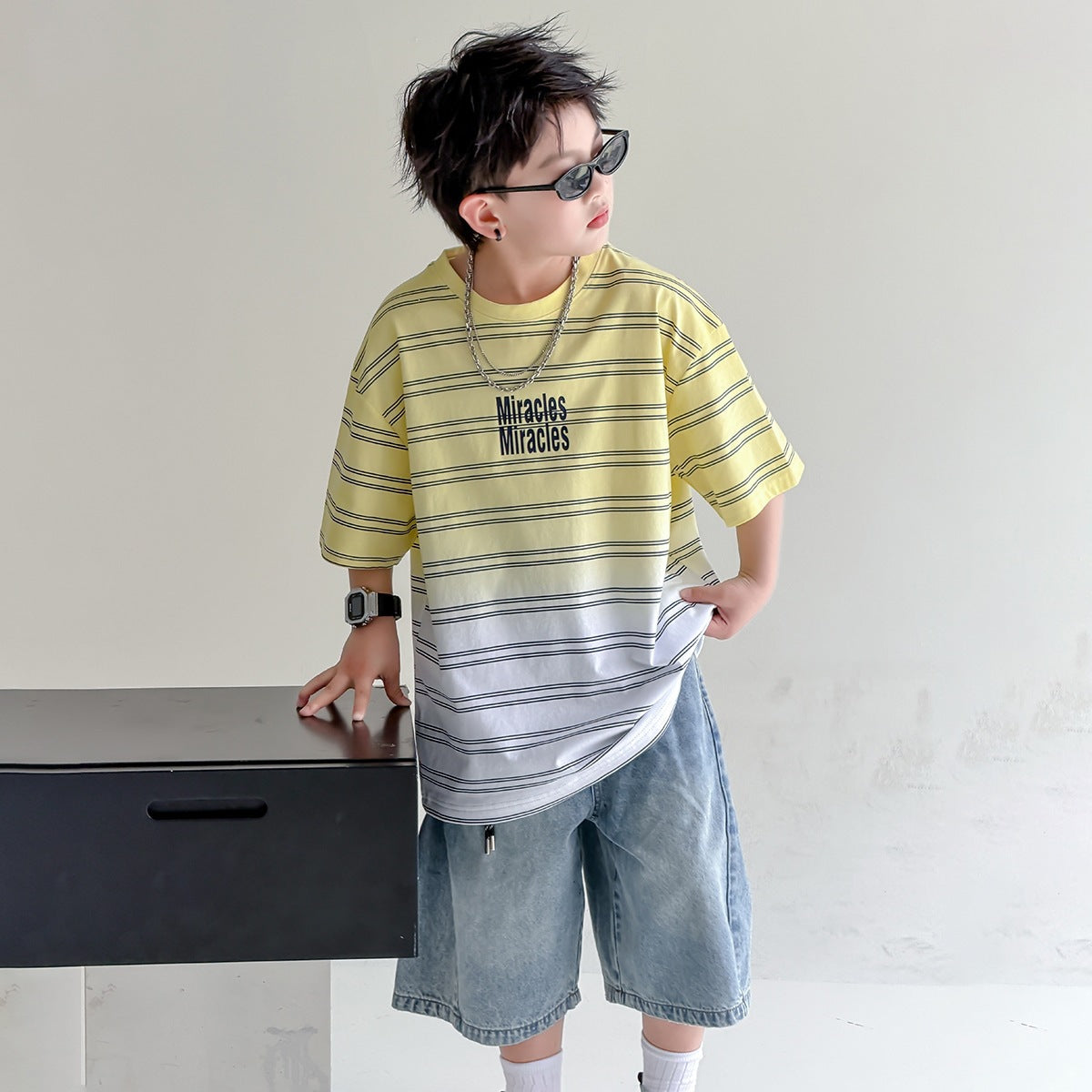 Children's Clothing Boy's Short-sleeved Summer Clothes Medium Big Boys Cotton Children's T-shirt