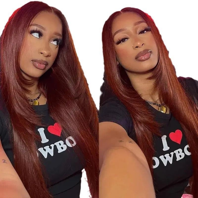 Women's Lace Mid-length Hair Fluffy Natural Fashion Long Straight Wig