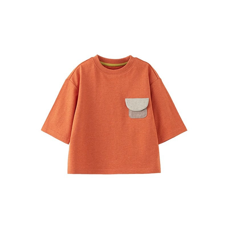 Children's Spring Boys Cotton Korean Style Short Sleeve Cropped Casual Fashion Children's T-shirt