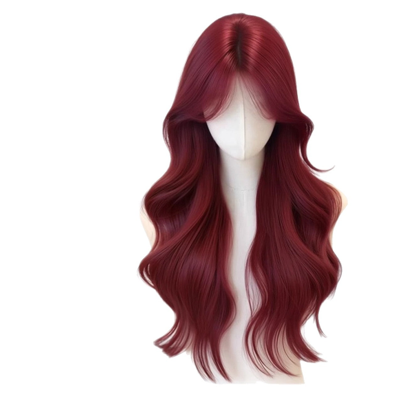 Big Wave Raspberry Red Curly Hair Bangs Daily Artificial Wig Long Curls