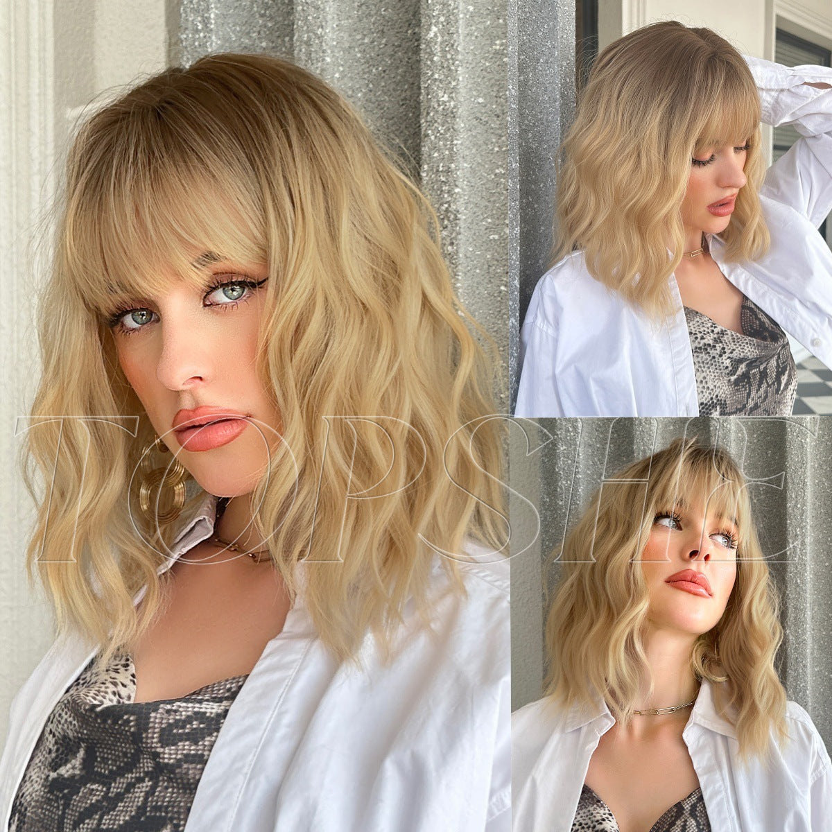 Beautiful Women's Gradually Varied Pink For Wig Short Curly Hair