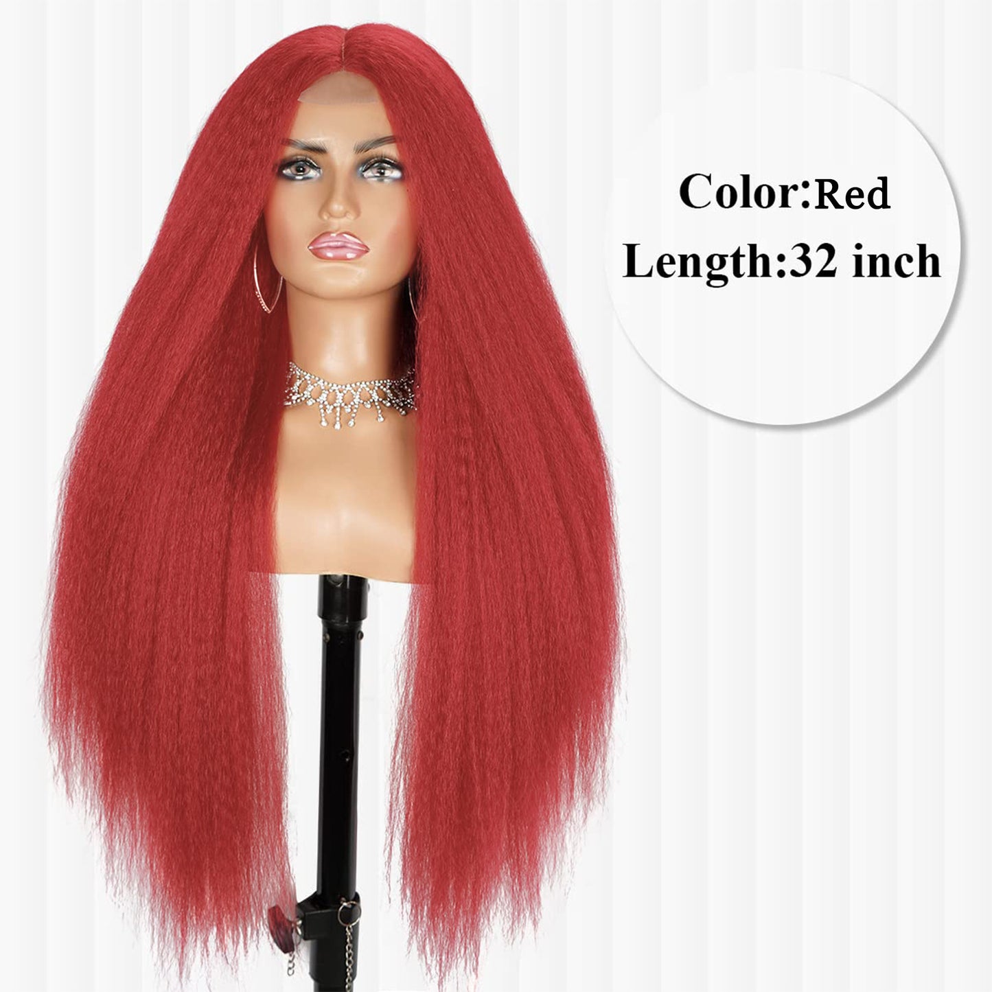 Women's Front Lace Hair Black African Head Long Straight Wig