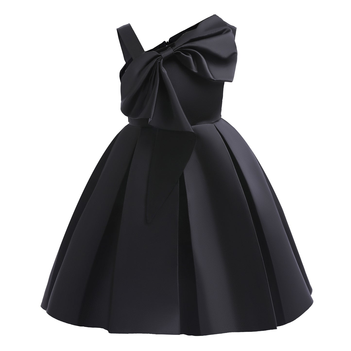 Children's Black Pink Solid Color Fashionable Princess Children's Dress