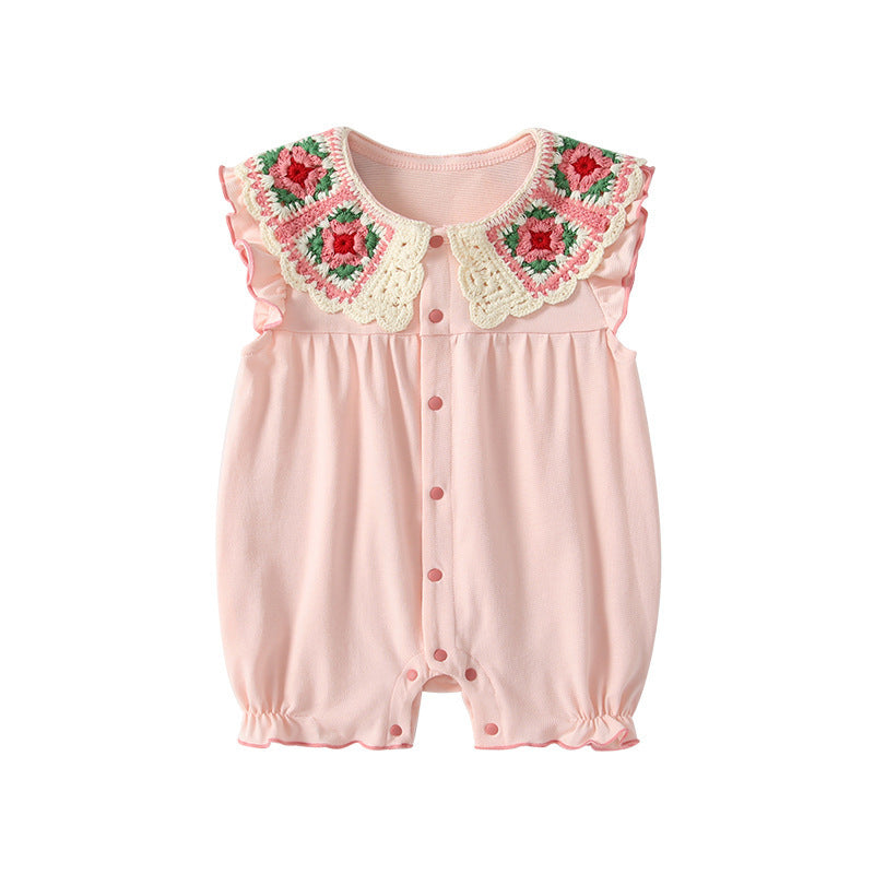 Children's Jumpsuit Flounced Sleeve Sweet Style Romper Jumpsuit, Climbing Suit