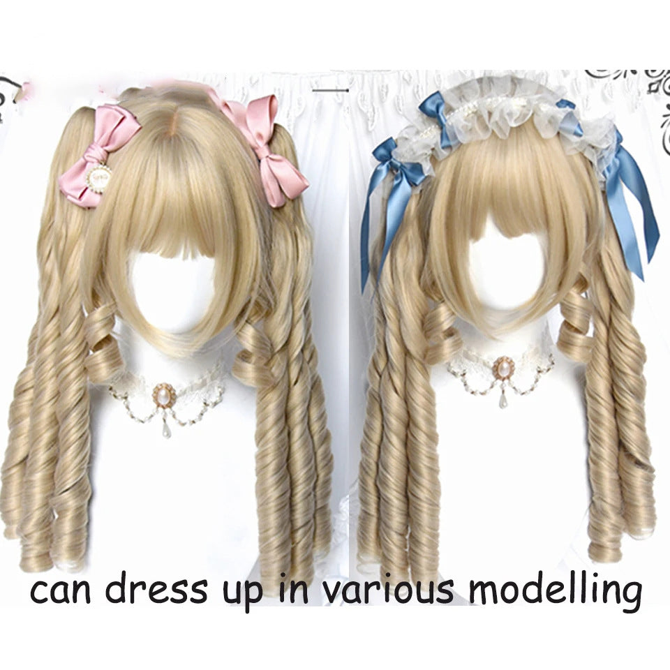 Women's Cartoon Animation Two Colors Small Bun Long Curly Hair Other Wig