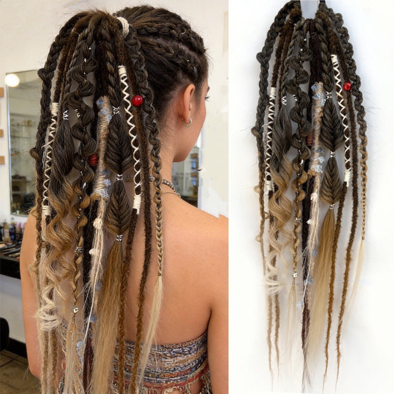 Chemical Fiber Matte Dreadlocks Colorful Ropes Horse Tail Wig Ponytail