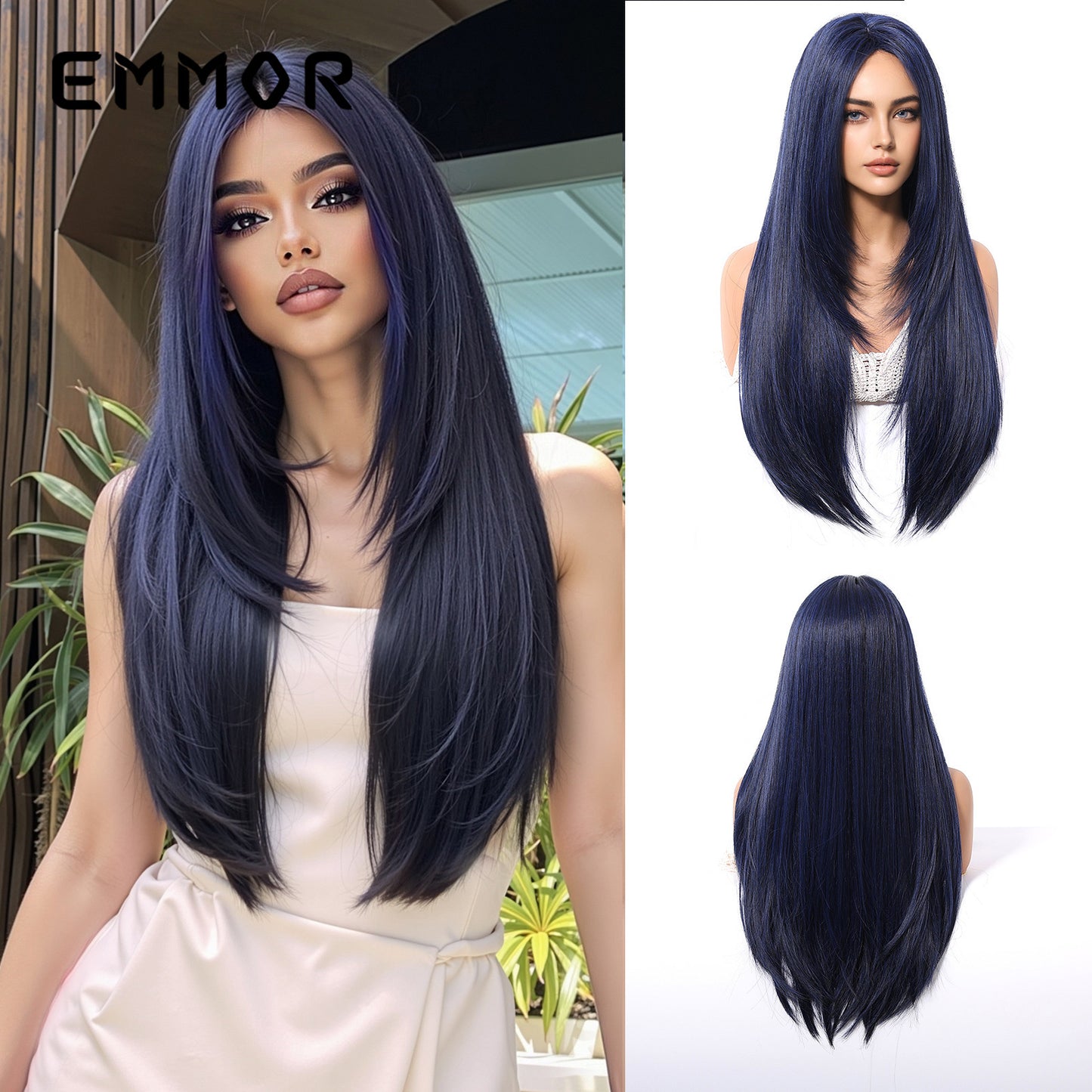 Women's Hair Mid-length Black High-level Temperament Face Trimming Long Straight Wig