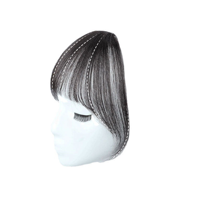 Bangs Set Female Head Hair Replacement Cover Gray All Real Wig