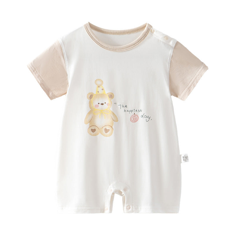 Jumpsuit Summer Modal Boneless Sewing Short Sleeve Born Male Female Jumpsuit, Climbing Suit