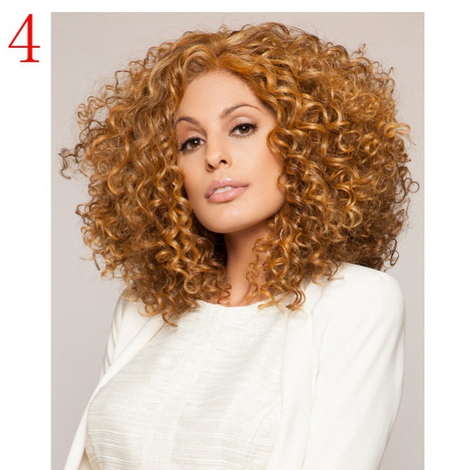 Women's Black Wigs With Small Curly Hair Head Wig Long Curls