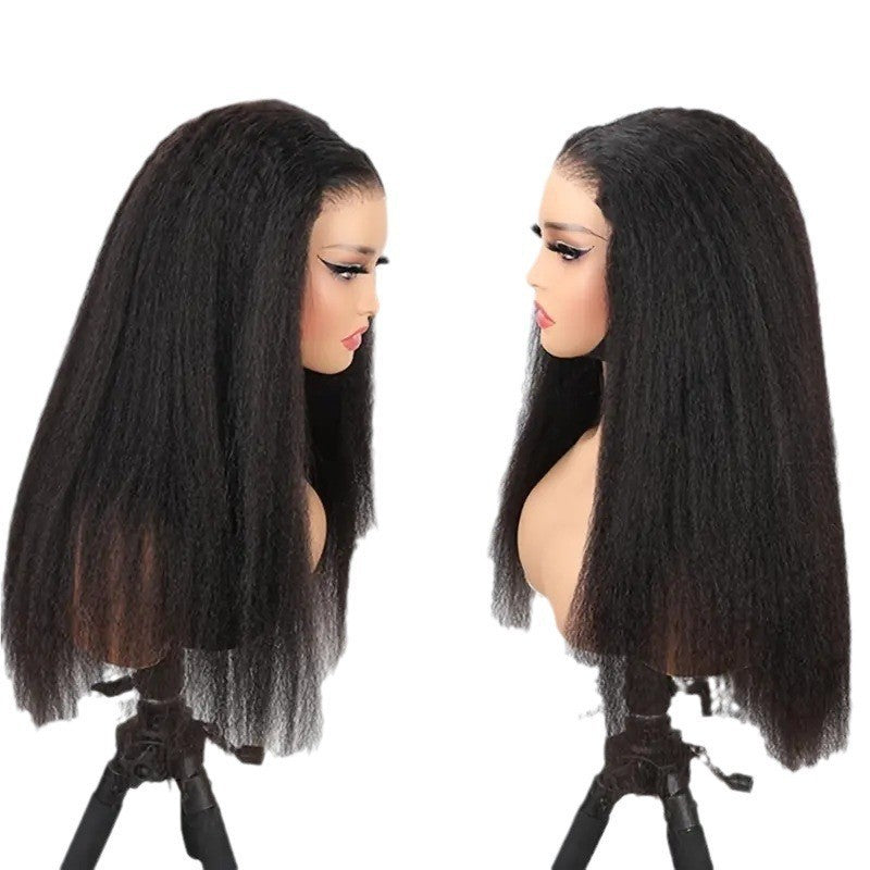 Big Lace Synthetic Wigs Corn Stigma Straight Wig Long Curls