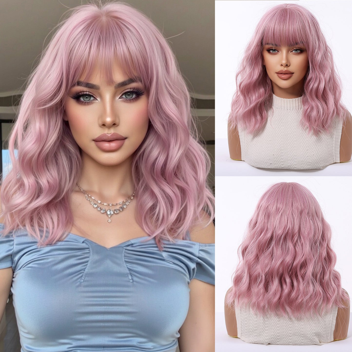 Female Cute Style Golden Short Curly Hair Matte Fiber Full Wig Long Curls