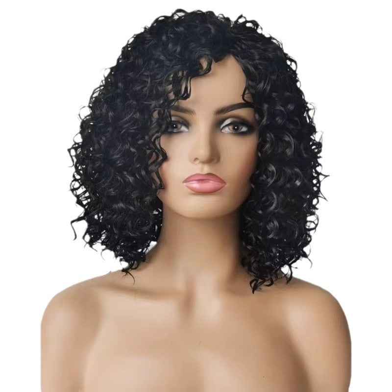 African Small Volume Afro Medium Fashion Fluffy Fiber Wig Short Curly Hair