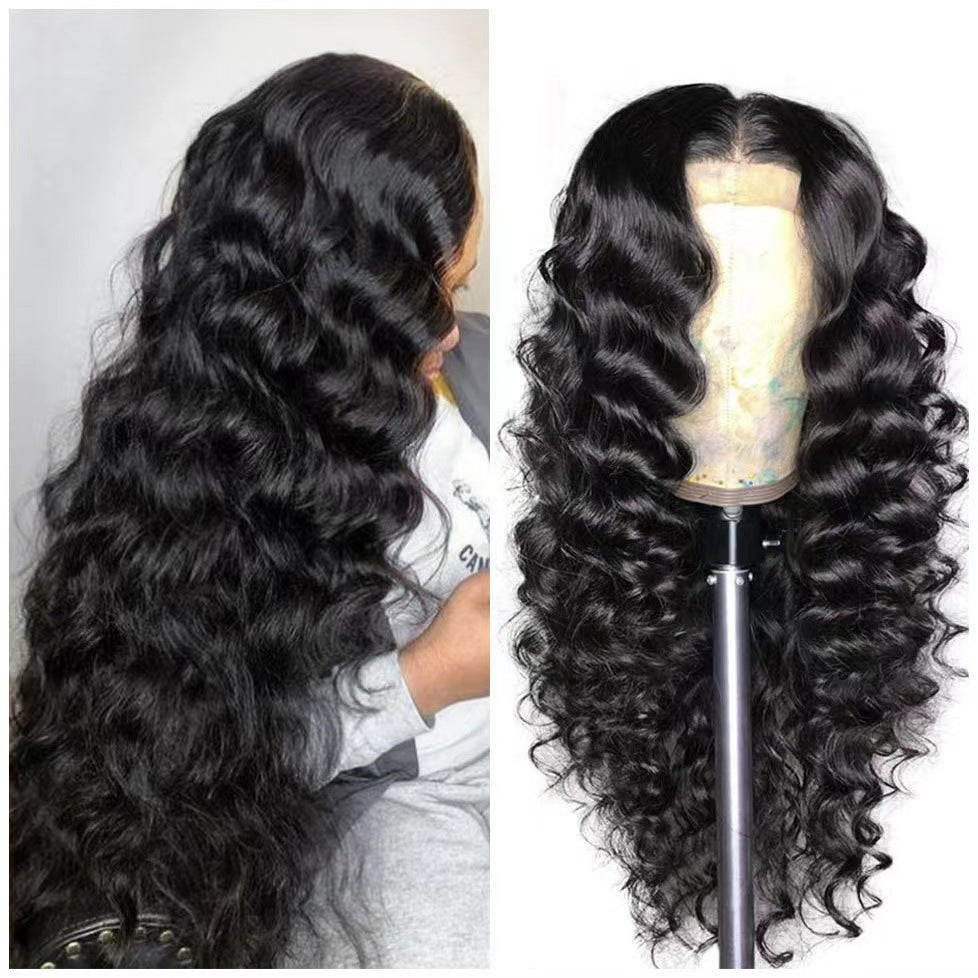 Women's Chemical Fiber Curly Hair Big Wave Black Wig Long Curls