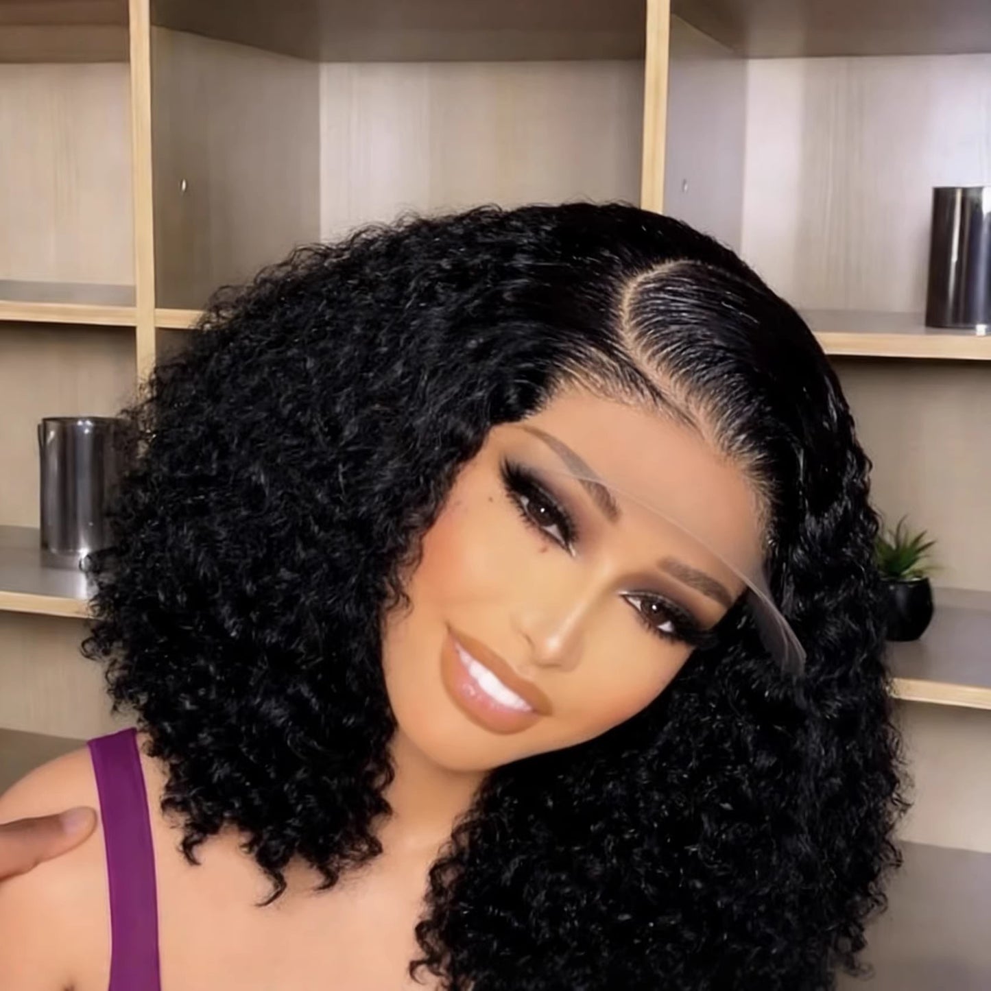 Classic Black African Small Front Lace Wig Short Curly Hair