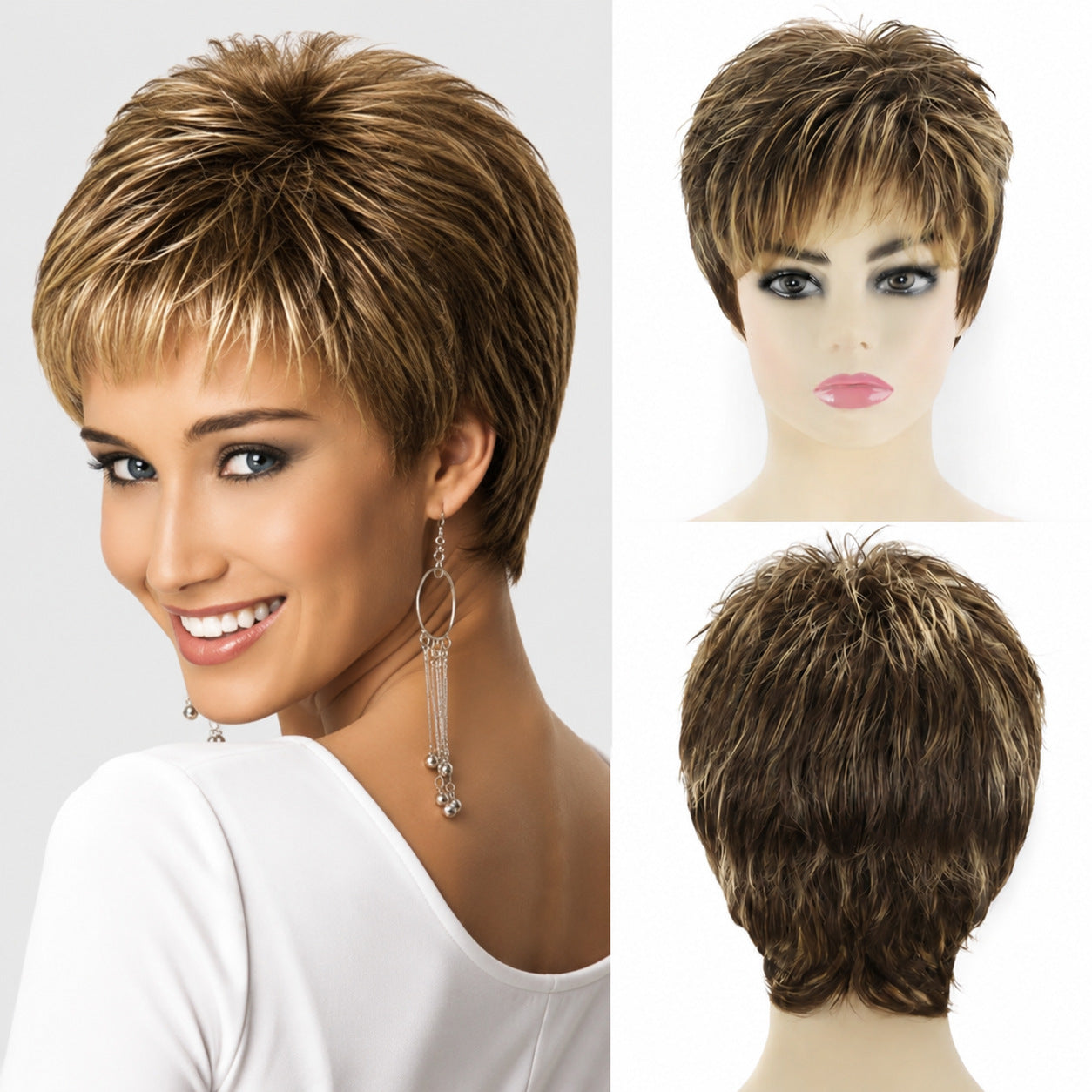 Female Head Cover Chemical Fiber Lady Wig Short Curly Hair