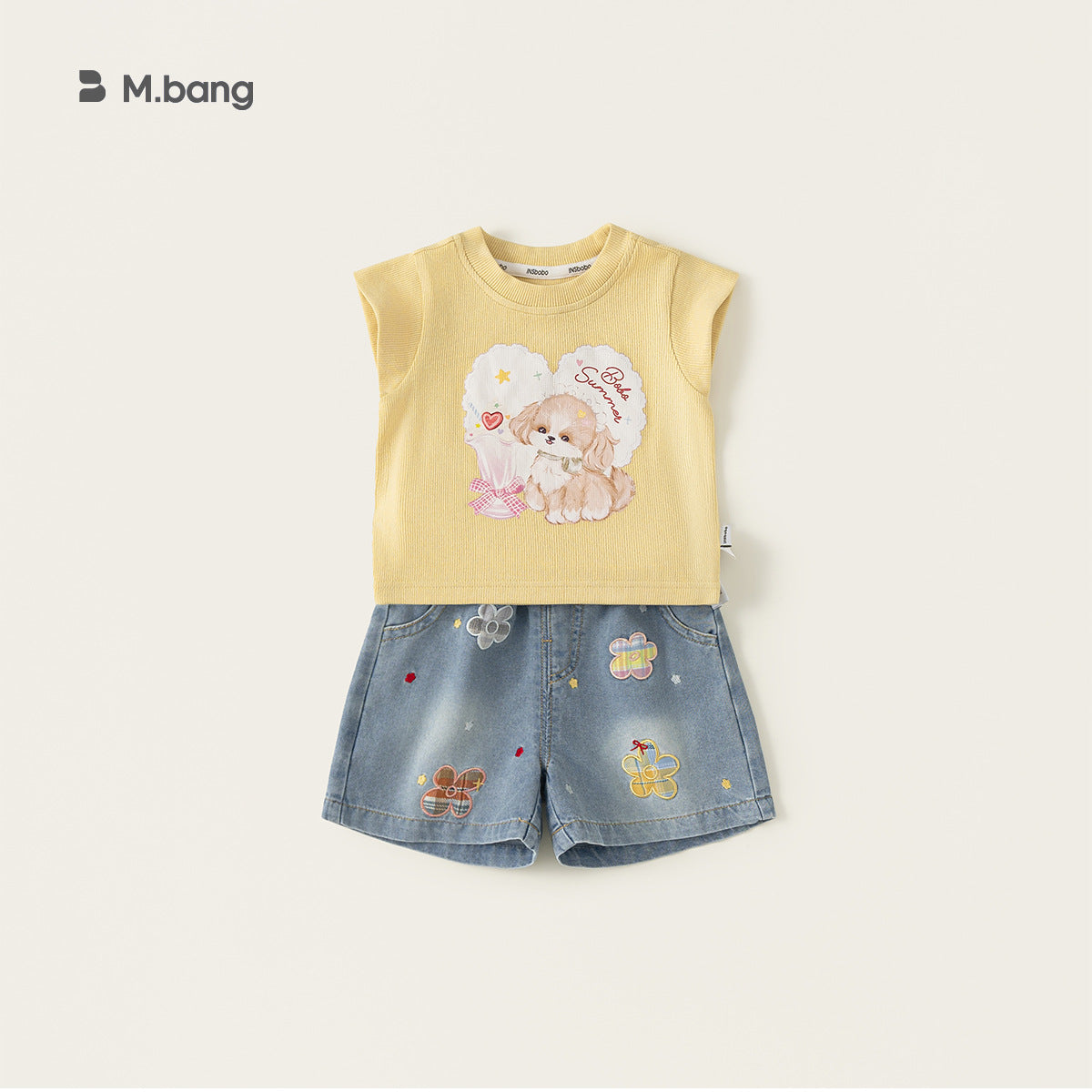 Children's Woven Clothing Tops Summer Puppy Printed Flying Children's T-shirt
