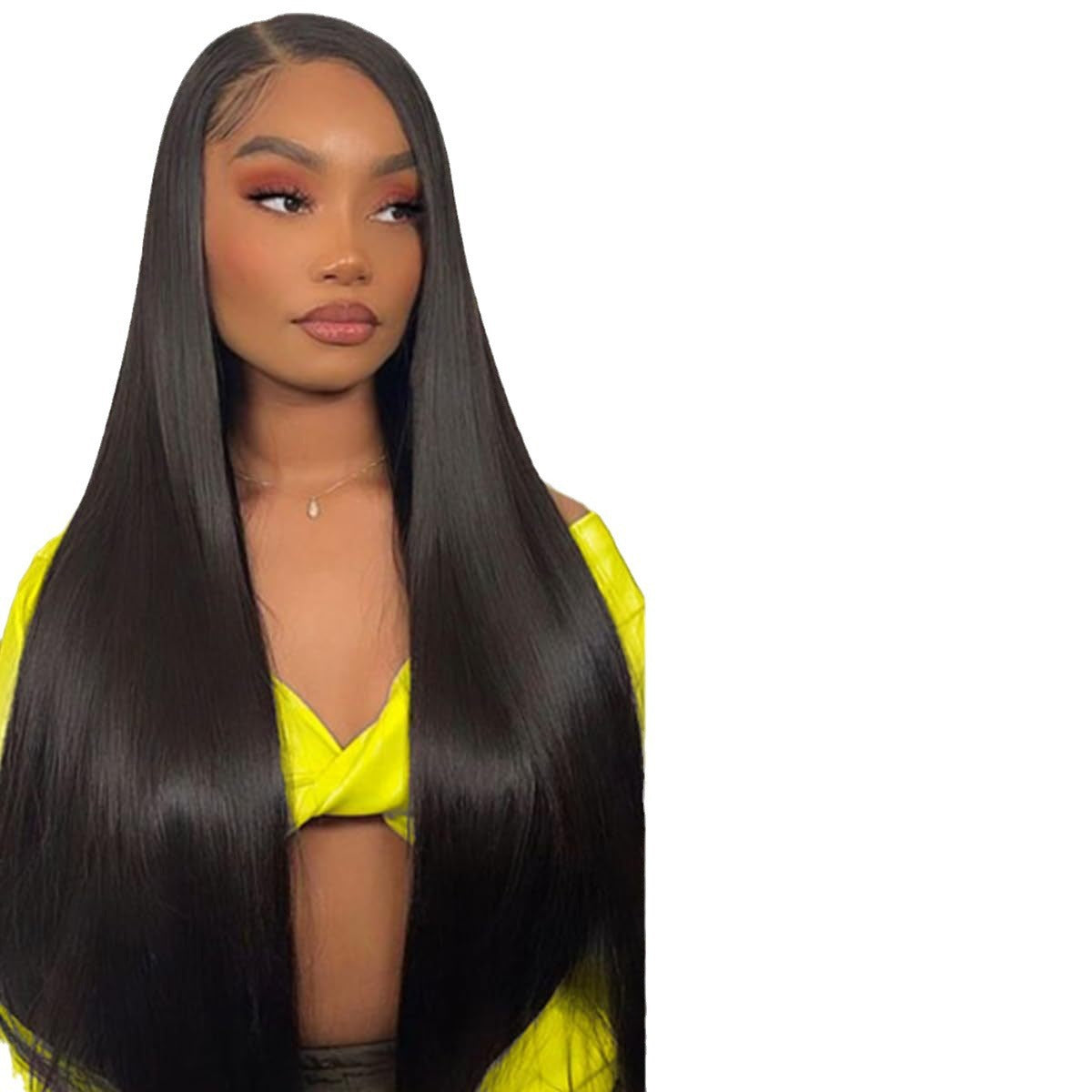Women's Mid-length Front Lace Chemical Fiber Natural Long Straight Wig